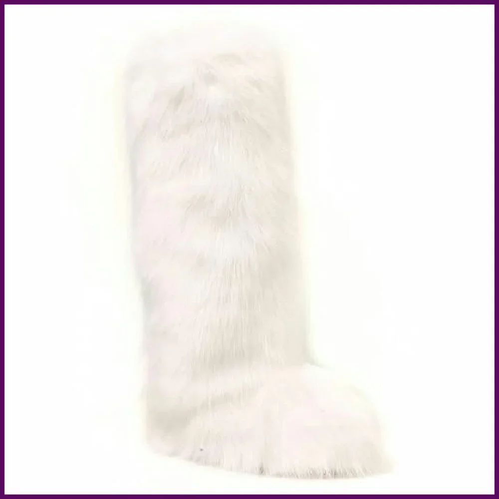 Knee High Faux Fur Snow Boots Women's Winter Non-Slip Warm Boots